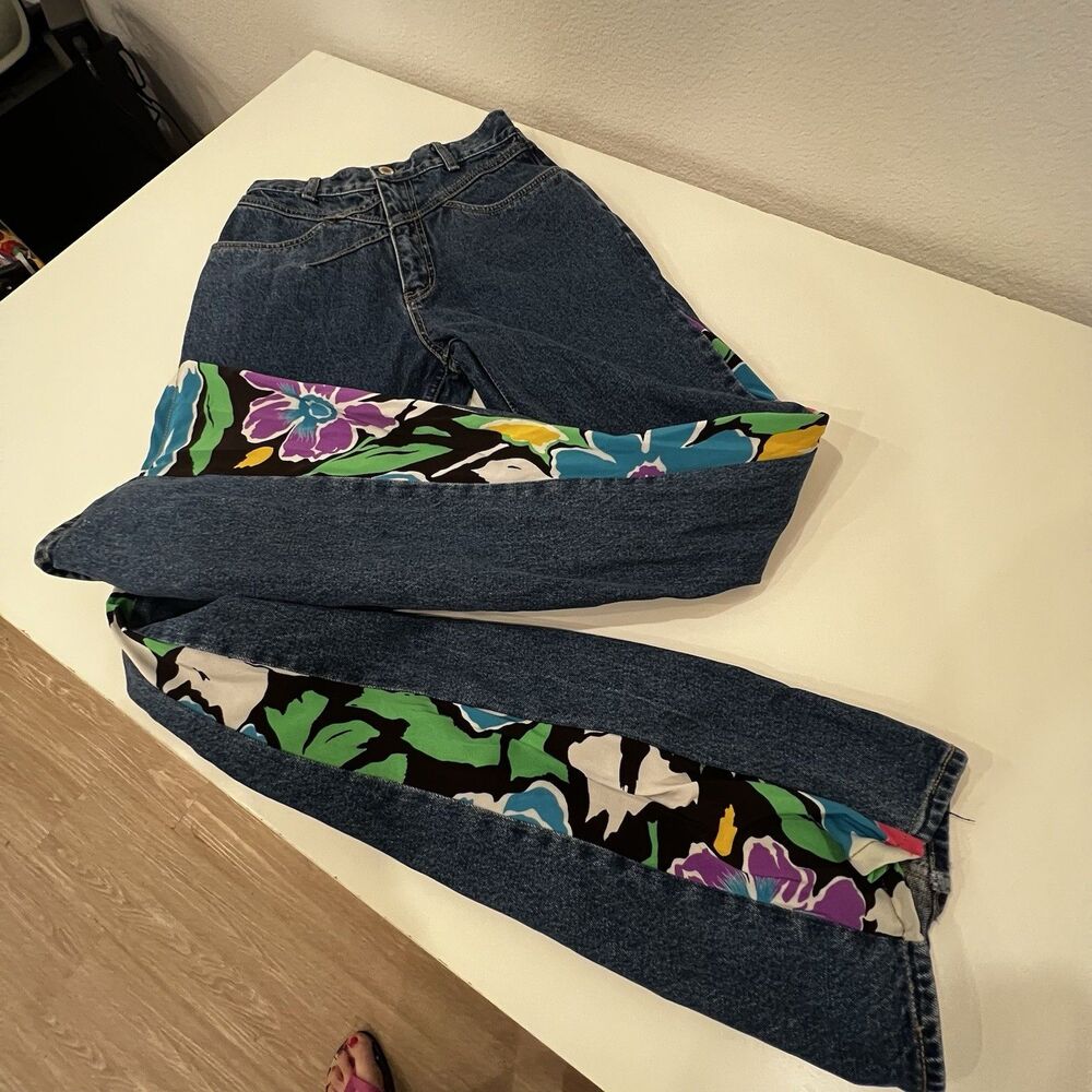 Vtg Lawman Western Women’s Jeans Superior Fit Sz 7 High Rise Side Floral Panels
